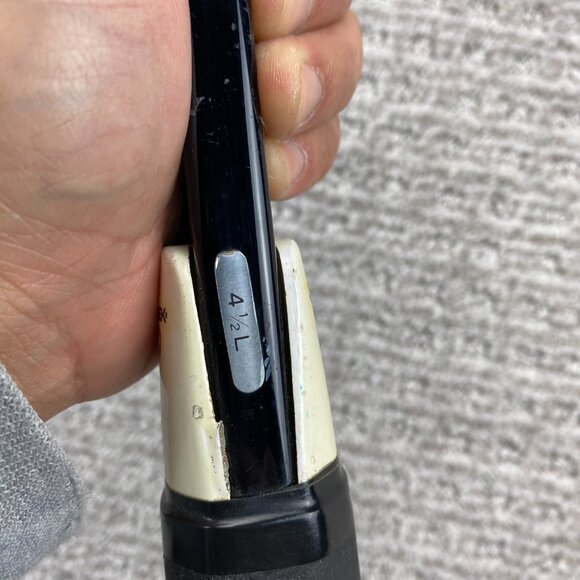 Vintage Slazenger Tennis Racket JELINEK 4 1/2 L Metal Black with Cover Hong Kong - Picture 5 of 13